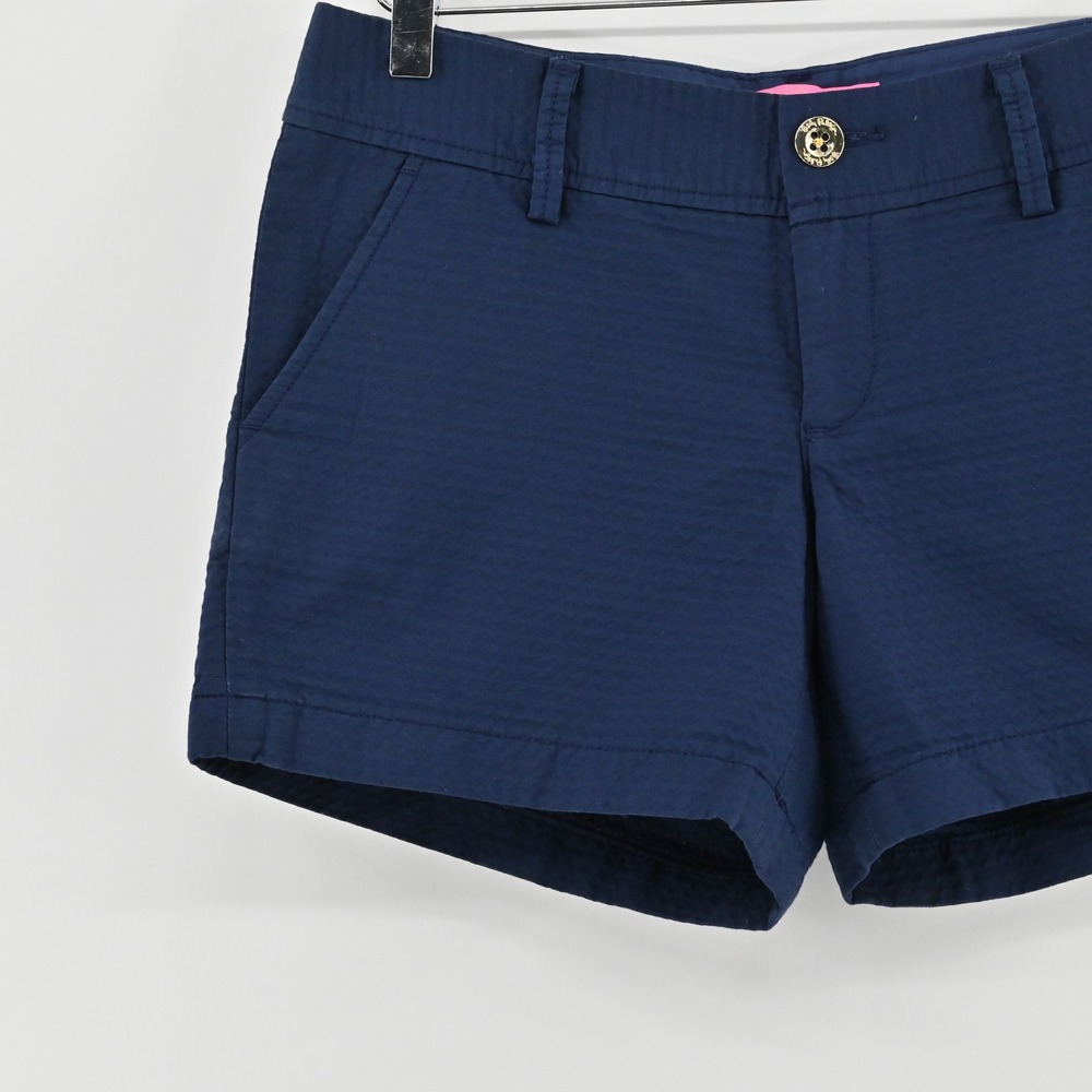 Lilly Pulitzer Callahan Shorts Womens Size 0 Navy Blue 5" Seersucker‎ Nautical - Picture 9 of 13